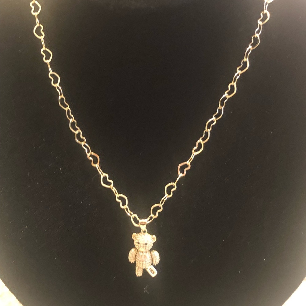 Gold Teddy Bear Pendant Necklace - Picture 2 of 2